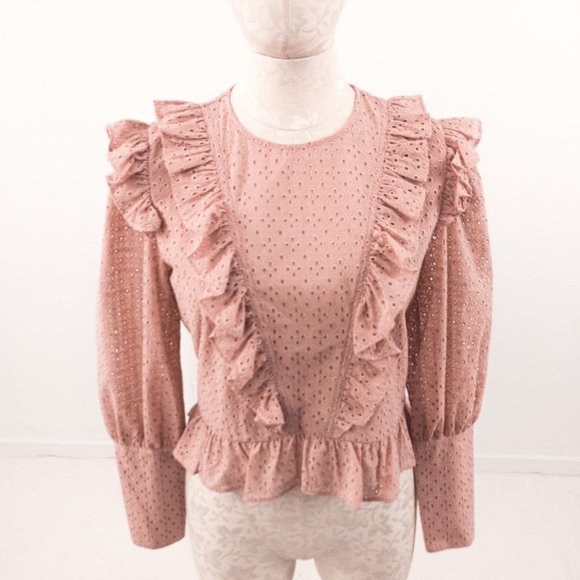 Neiman Marcus Tops - Robert Rodriguez 6 Cotton Eyelet Lace Pink Blouse